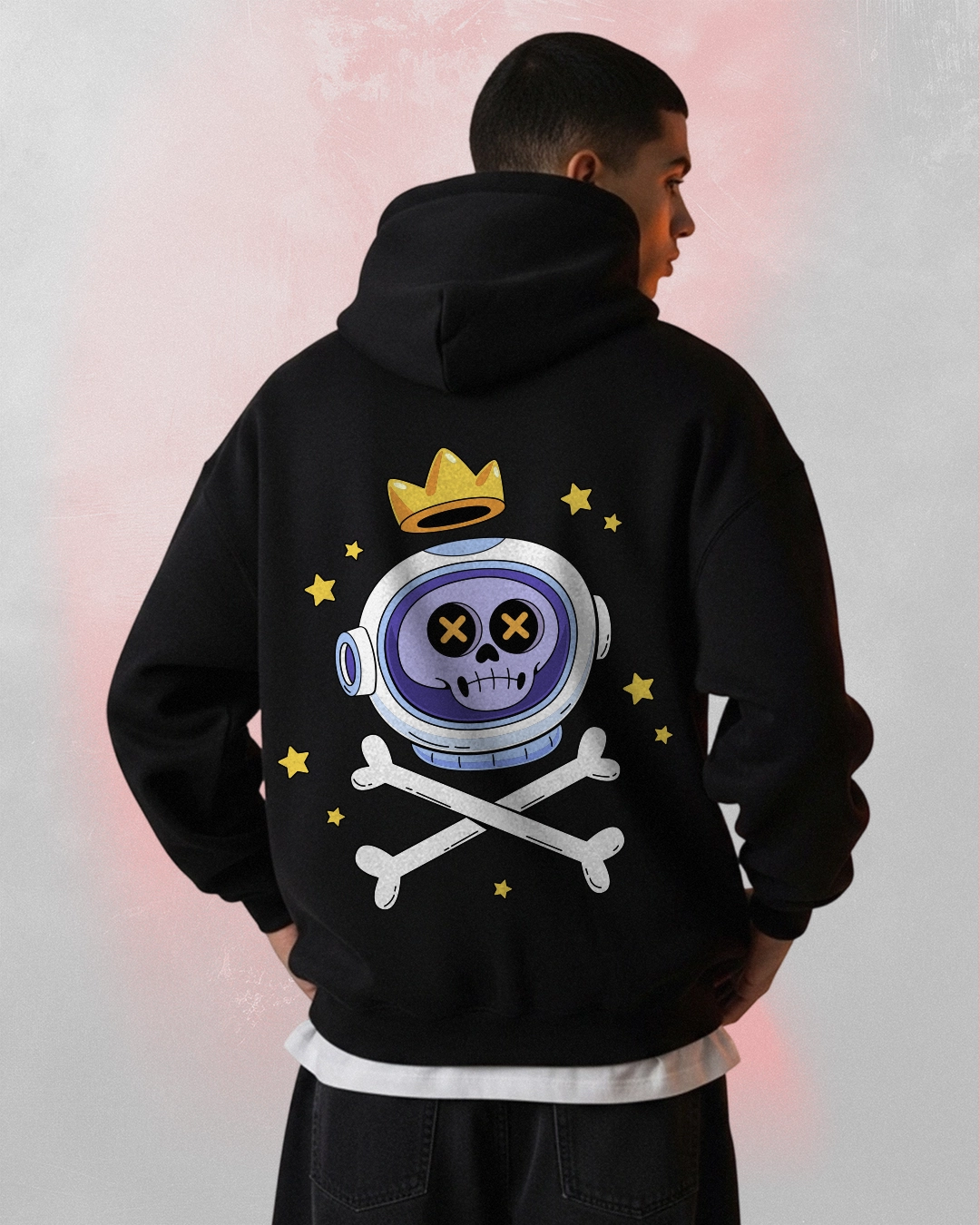 Astronaut Skull Printed Hoodie