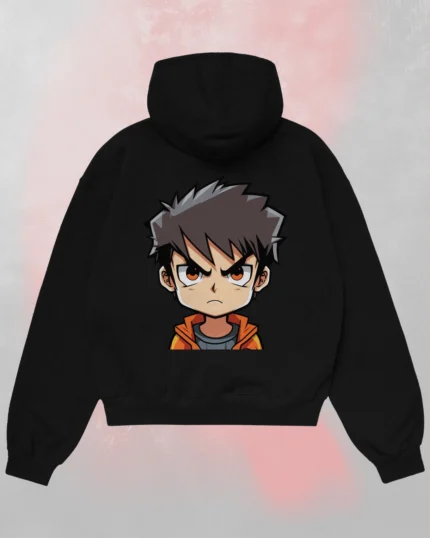 Chibi Angry Anime Back Print Hoodie