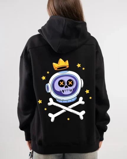 Astronaut Skull Printed Hoodie