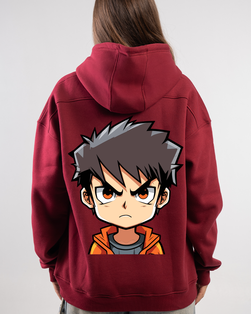 Chibi Angry Anime Back Print Hoodie Chibi Angry Anime Back Print Hoodie