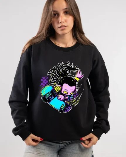 Neon Skater Cartoon Sweatshirt