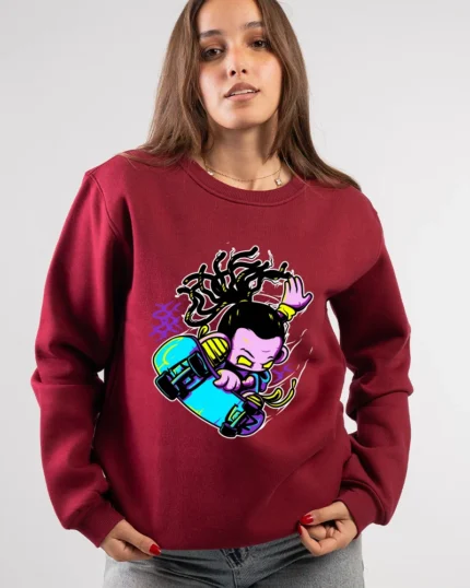 Neon Skater Cartoon Sweatshirt