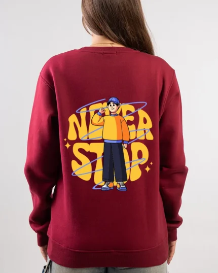 never stop printed sweatshirt