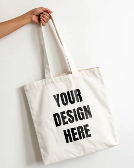 Custom tote bag printed white made from luxury fabric
