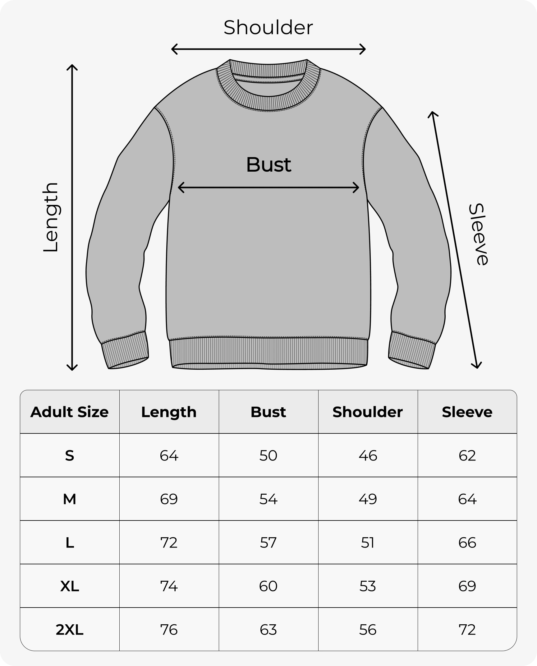 Adult Sweatshirt Size